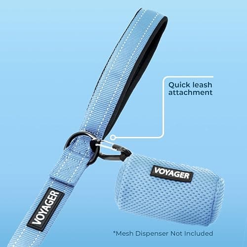Best Pet Supplies Voyager Reflective Dog Leash or Collar with Neoprene Handle, for Small, Medium, and Large Breed Puppies, Cute and Heavy Duty for Walking, Running and Training - Baby Blue (Leash), S thumbnail 3