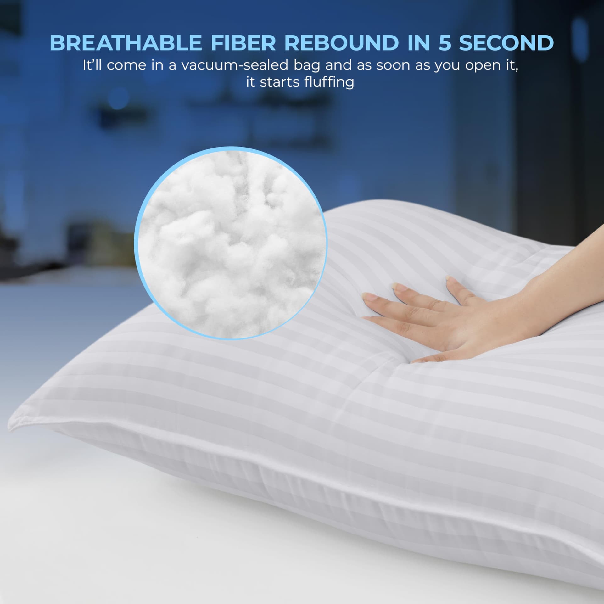 NY Threads Premium Bed Pillows for Sleeping Queen Size (White), Set of 2, Cooling Hotel Quality, for Back, Stomach or Side Sleepers thumbnail 2
