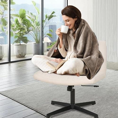 The Criss Cross Chair with Armless Cross-Legged Design Adjustable Height and Premium Comfort Versatility and Easy Assembly Making it a Versatile Addition,Beige thumbnail 2