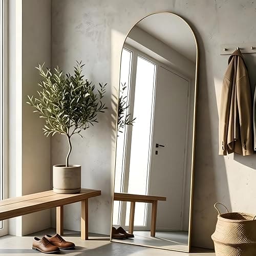 Elemango Full Length Floor Mirror, 56"x16" Gold Arched Standing Mirror, Modern Full Body Wall Mirror for Bedroom, Dressing Room, Home Decor - Image 1