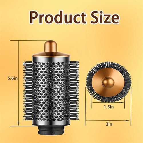 Large Round Volumizing Brush for Dyson Airwrap Attachments Bigger Round Brush Attachment for Dyson Air Wrap Styler, Fluff up and Volumize for Styling (Gold) thumbnail 9