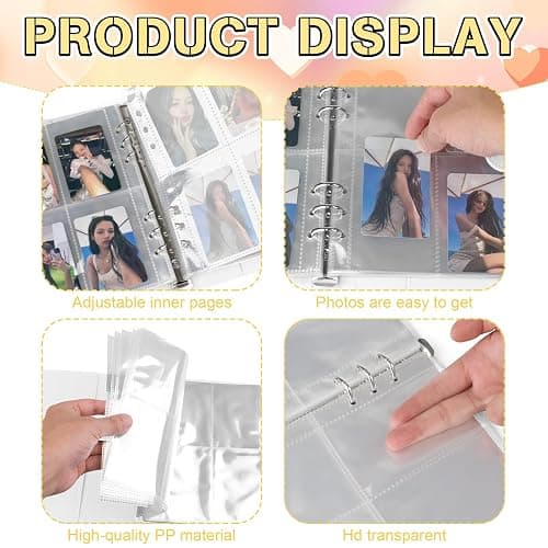 Kpop Photocard Binder, PU Leather A5 Photocard Holder with 200 Pocket, K-Pop Korean Pop Photocard Holder Binder Book, 4 Photo Style Photo Card Album Trading Cards Organizer(White) thumbnail 5