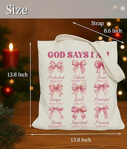 LUERHUI Aesthetic Christian Gifts Tote Bag for Church, Religious Tote Bag for Bible Study, Medium Size with Inner Pocket thumbnail 6