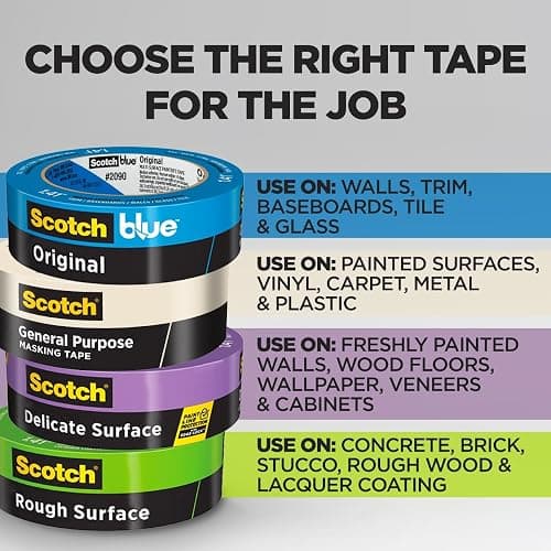 Scotch General Purpose Masking Tape, 1 Inch Wide, 1 Roll, 2050 | 0.94 in x 60 yd, Sticks for Up to 5 Days, Removes Easily Without Leaving Sticky Residue, Easy-to-Tear Masking Tape thumbnail 3