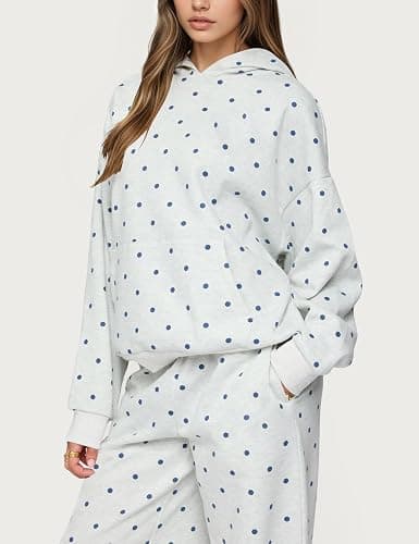 HOCANDY Polka Dot Hoodie and Sweatpants Set for Women thumbnail 4