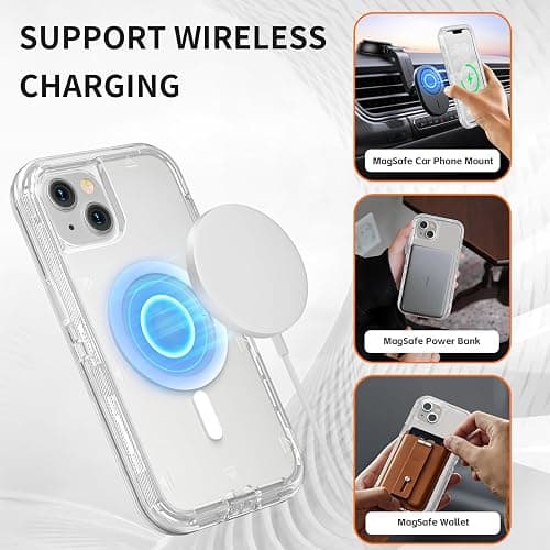 Follaroma for iPhone 13 Case, Compatible with MagSafe, Durable Dual Layer Transparent Magnetic Phone Cases, Heavy Duty Shockproof and Anti-Drop Protective Cover for iPhone 13, 6.1'', Clear thumbnail 4