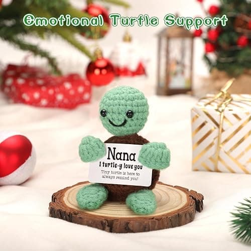 4THFARMES Mini Funny Turtle Nana Gifts from Grandkids, Christmas Birthday Gifts for Nana from Granddaughter Grandson, I Love You Small Cute Stuff Things, Handmade Emotional Positive Crochet Turtle thumbnail 6