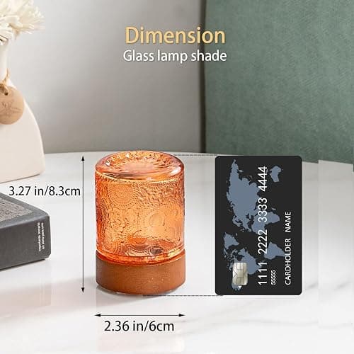 PWTZMYXGS Mini Lamps with Timer，Small Battery Operated Night Lights for Adults，Cordless Glass Vintage Sleep Nightlights，Portable Cordless Night Light for Bedroom, Living Room, Camping (Copper), PWT-7 thumbnail 2
