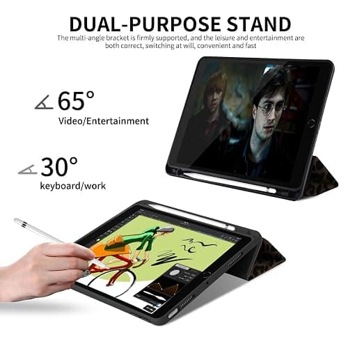 Fycyko Compatible with iPad (A16) 11th Generation 11 Inch 2025 Case, Slim Stand Cover for iPad 10th 10.9 Inch 2022 with Pencil Holder & Tip Covers, Cute Leopard Pattern Protective Cases - Brown thumbnail 3