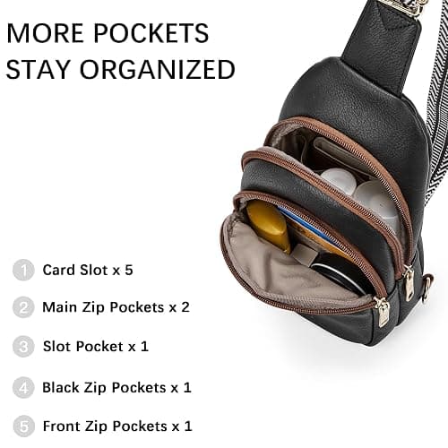 BOSTANTEN Small Sling Bag for Women Leather Crossbody Bags Fanny Pack Chest Bag for Travel thumbnail 5
