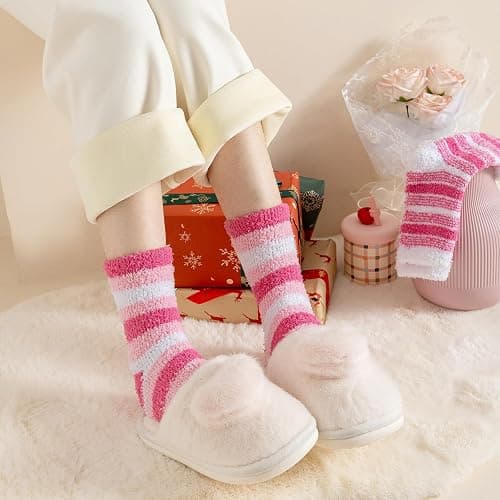 Nimalpal Fuzzy Socks for Women, Super Soft Warm Cozy Socks for Womens Winter 5 Pairs thumbnail 6