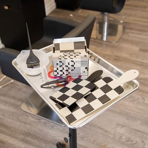 FRAMAR Checkered Balayage Board and Paddle Set - Long and Short Foil For Highlights, Highlighting Board, Hair Salon Supplies, For Enhanced Precision - 2 Pack - Cream and Black thumbnail 9
