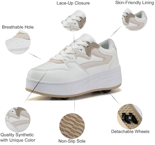 ANEFUN Roller Skate Shoes for Kids Boys Girls Sneakers with Detachable Wheels Sport Shoe thumbnail 3