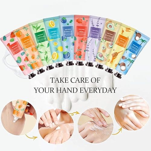 10 Pack Hand Cream for Dry Cracked Hands, Stocking Stuffers for Teen Girls,Christmas Gifts for Women,Teacher Appreciation Gifts, Natural Plant Fragrance Mini Hand Lotion Moisturizing Hand Care Cream thumbnail 7