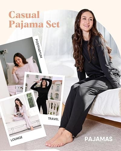 ZOOSIXX Womens Pajama Sets - Soft 2 Piece Lounge Sets for Women, Long Sleeve Sleepwear & Loungewear Pjs Set thumbnail 5