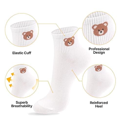kikiya socks Women Ankle | 4-6 Pairs Heart Design Cute Animal Graphic Novelty Fruit Print Ladies Girls Cotton Socks | US 6-8 thumbnail 5