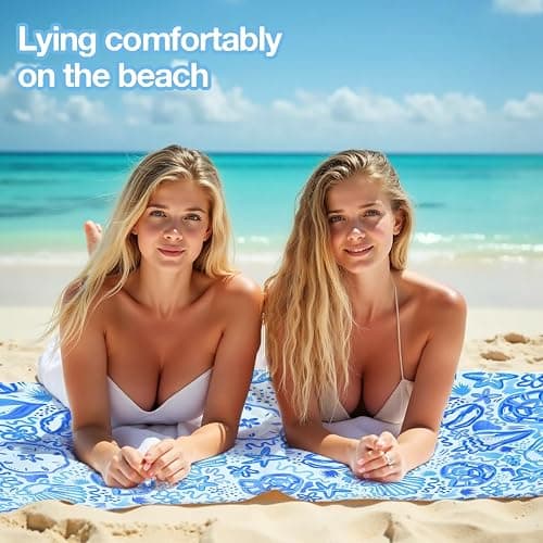 2 Pack Pink Blue Ocean Seashells Starfish Boho Beach Towel Microfiber Lightweight Quick Dry Oversized Swim Towels Beach Accessories Cruise Vacation Necessities for Pool Camping Travel 32x71 inch thumbnail 6