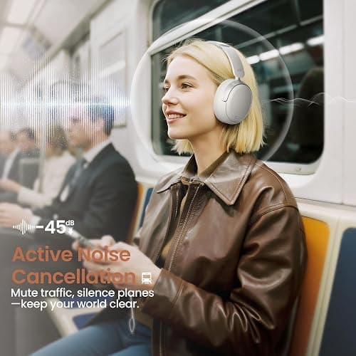 acer Active Noise Cancelling Headphones, Over-Ear Bluetooth Wireless Headphones, Low Latency Game Mode, USB-C Charging, 60H Playtime for Work/Travel/Gym/Office/Home, White thumbnail 2