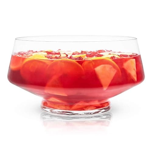 Viski Glass Punch Bowl with Footed Base, Large Modern Punch Bowl for Parties, Serveware for Cocktails, Sangria, Clear, 2.5 gal - Image 1