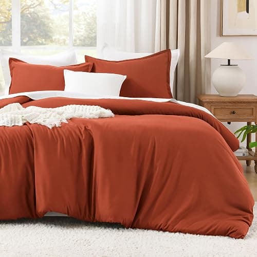 Litanika Burnt Orange Twin/Twin XL Comforter Set, 2 Pieces Solid Terracotta Lightweight Bedding Comforter Set, Rust Fluffy Quilted Blanket Set (66x90In Comforter & 1 Pillowcase) - Image 1