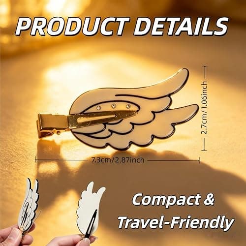 2 Pcs Angel Wings Hair Clips, Cartoon Hair Clips Cute Barrettes Rhinstone Non Slip Hair Clamps Barrettes for Women White thumbnail 4