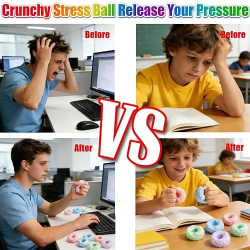 2PCS Crunchy Squishy Stress Ball for Kids & Adult, Soft Crunchy Stress Ball | Shapeable Sensory Squeeze Fidget Toys, for Anxiety Stress Relief Focus Relaxing, for Office Travel Student Classroom Prizes thumbnail 4
