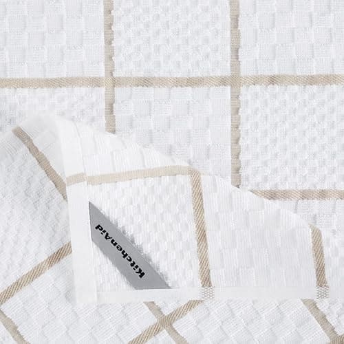 KITCHENAID Quilted Cotton Terry Cloth Oven Mitt, Pot Holder, Kitchen Towel 4-Pack Set, Heat Resistant, Silicone Grip, 16"x26", 7"x13" & 7"x10", Milkshake thumbnail 9