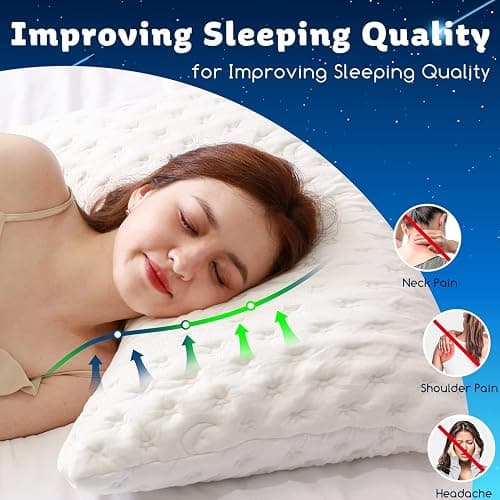 KUCEY Cooling Side Sleeper Pillow for Neck and Shoulder Pain, Luxury Shredded Memory Foam Curved Bed Pillows for Sleeping Set of 1- Adjustable Queen Size- Washable Cover Crescent White - Queen Size (1 pack) - Crescent White thumbnail 6