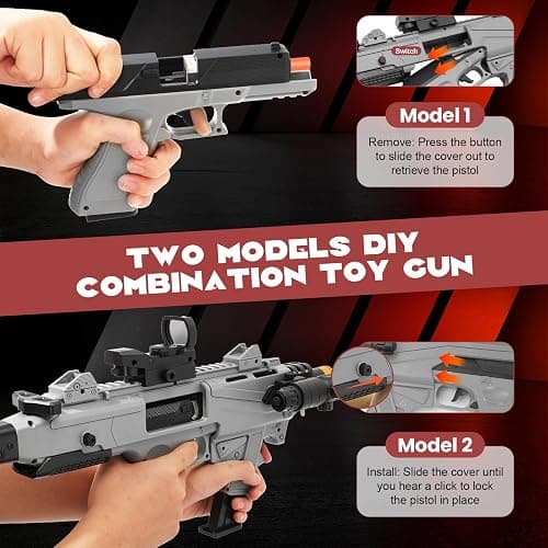Spcozgil Soft Bullet Two Modes Toy Gun Shell Ejecting with 80 Soft Bullets 40 Shells, Realistic Gray Toy Guns, Shooting Play Gun thumbnail 2