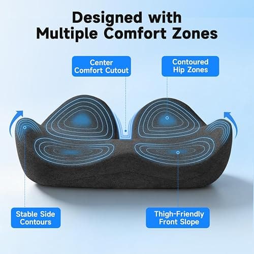 Tuozaiira Seat Cushion for Office Chairs – Large U-Shaped Memory Foam Desk Chair Cushions for Long Sitting Comfort, Ergonomic Thick Support Pad for Work from Home & Daily Office Use thumbnail 7