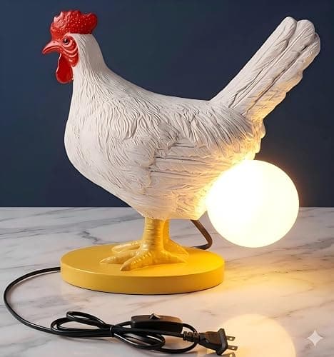 AMPlug in Funny Chicken Night Light Lamp – Rooster Laying Egg Light, Farmhouse Table Decor, Unique Gift for Chicken Lovers (Includes Bulb) - Image 1