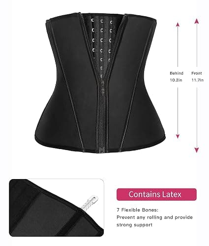 YIANNA Waist Trainer for Women Latex Underbust Tummy Control Waist Cincher Corset Hourglass Body Shaper Zipper and Hooks thumbnail 4