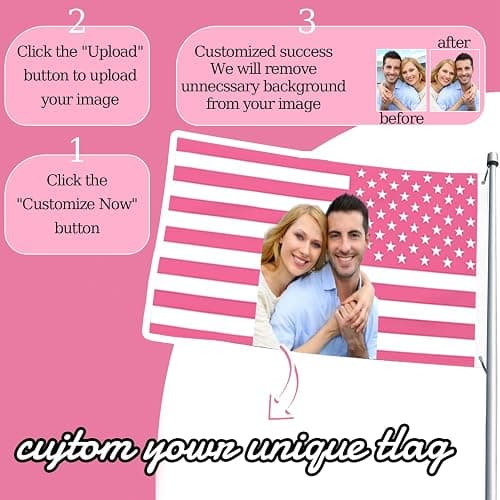 Custom American Flag 3x5ft Personalized Pink Flags Customizable Flag with Photo Text Funny Poster for Bedroom Livingroom Dorm (custom american flag) thumbnail 3