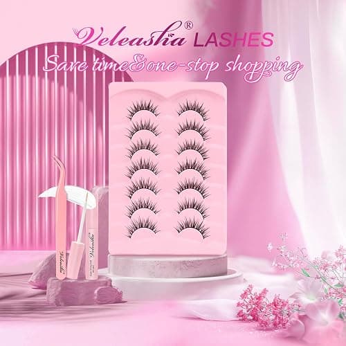 Veleasha Lashes Kit Manga Eyelashes DIY Lash Spiky Lash Clusters 7 Pairs Pack (Sugar Kit) thumbnail 6