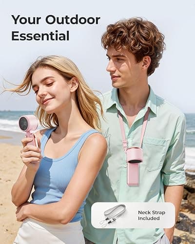 Bearwind Portable Handheld Turbo Fan - 5 Gear High Speed 4000mAh Rechargeable Mini Personal Hand Fan Blow Cold Air, Battery Operated Travel Essentials, Beach Vacation, Gifts for Women, Men (Pink) thumbnail 3