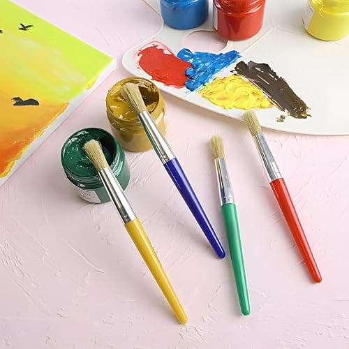 GALAMAX 4 PCS Toddler Paint Brushes, Coloful Paint Brush Set Kids, Childrens Paint Brushes with Plastic Handle and Hog Bristles, Round Bristle Tip Paintbrushes for Kids Beginners Art Supplies thumbnail 6