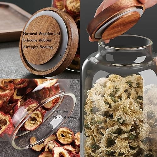 BEECO GIF2U 66 oz Bath Salts Glass Jar with Wooden Lid and Scoop,Bathroom Decor Container,Airtight Storage Bathtub Accessories for Women thumbnail 7