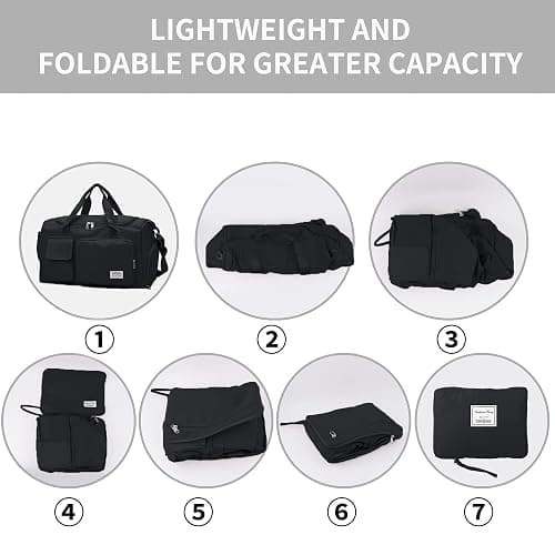 Aedcbaide Travel Bag,Gym Bag Womens,Duffle Bag with Shoe Compartment,Lightweight Foldable Weekend Bags for Women,Dry and Wet Overnight Bags for Women,Sports Bag for Woman Man(Black) thumbnail 6