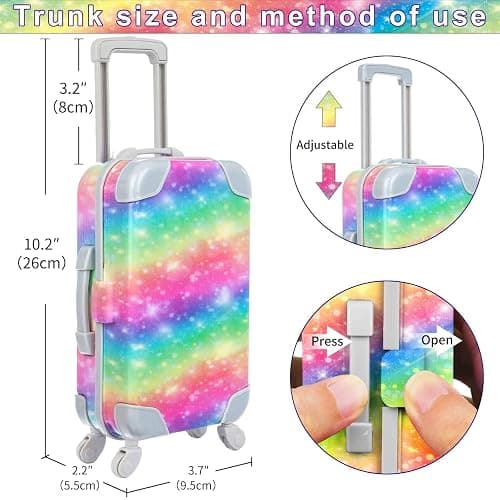 K.T. Fancy 23 PCS American 18 Inch Doll Accessories Suitcase Luggage Travel Set - Rainbow Suitcase Rainbow Bag Camera Computer Cell Phone Neck Pillow Eye Mask Glasses Gift for Christmas (NO Doll) thumbnail 3