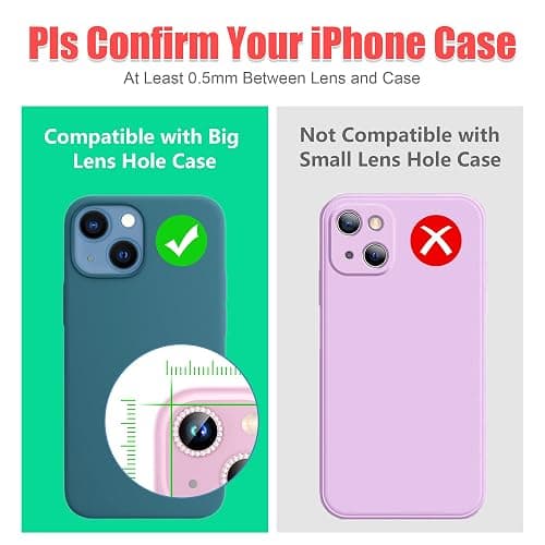 AGVEE 3+3 6 Pack Camera Lens Protector Compatible with iPhone 15/15 Plus, Bling Diamond & Glitter Metal Ring 9H Tempered HD Glass Camera Protector Cover Film, Bling-Pink thumbnail 3