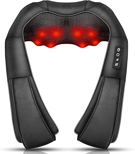 Neck Massager with Heat, Shiatsu Back Neck and Shoulder Massager, Electric Deep Tissue 4D Kneading Massage, Use at Home, Office, Car- Best Gifts for Women Men Mom Dad - Image 1