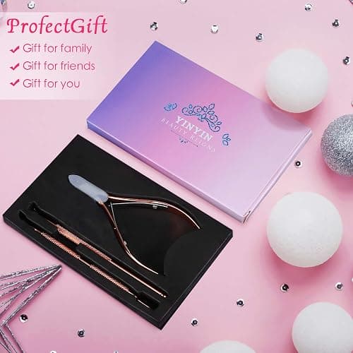 Cuticle Trimmer with Cuticle Pusher and Cutter,YINYIN Cuticle Remover Cutter Nipper Clippers Durable Pedicure Manicure Tools for Fingernails and Toenails(D501-RoseGold)… thumbnail 7