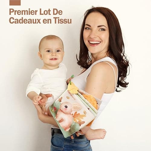 hahaland Jouets pour Bébé de 0 à 6 Mois, Livres Sensoriels en Tissu Doux pour Nouveau-né, Livre d'Éveil Jouet Bébé, Livre Eveil Bebe pour Nourrissons de 0, 3, 6 Mois, Cadeau Bebe Naissance Tummy Time thumbnail 9
