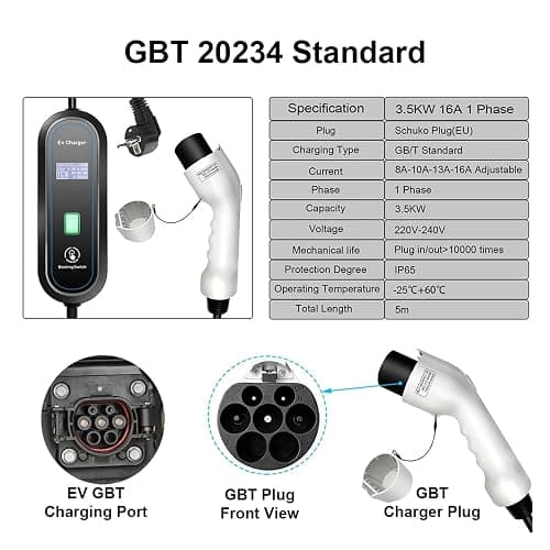 EQBVZZRD EV Charger 220V 230V EV Charger Type 2 Level 2 EVSE J1772 Type 1 3.5kW Car Charger GBT Charging Cable 5 Meters Schu Plug(3.5kW 16A Type1) thumbnail 7