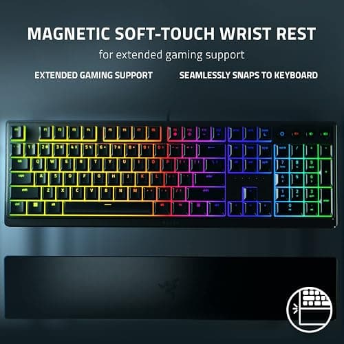 Razer Ornata V3 Gaming Keyboard: Low Profile Keys - Mecha Membrane Switches - UV Coated Keycaps - Backlit Media Keys - 10 Zone RGB Lighting - Spill Resistant - Magnetic Wrist Wrest - Snap Tap thumbnail 6