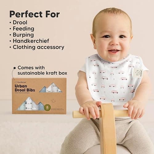 8-Pack Organic Baby Bibs for Boys, Girls - Soft Cotton Drooling and Teething Bibs for Baby Girl & Boy, Extra Absorbent, Easy To Clean & Put On for Toddler, Newborn, Infant 0-24 Months (Vessels) thumbnail 7