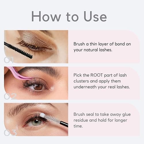 Lash Bond and Seal Remover Kit Waterproof Lash Cluster Glue with Strong Hold Eyelash Adhesive and Remover Non-Irritating Lash Glue Kit (10ML+5ML) thumbnail 4
