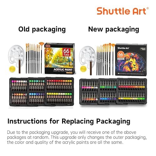 82 Pack Acrylic Paint Set, Shuttle Art 66 Colors Acrylic Paint with 10 Brushes, 22ml/0.74oz Tubes, Vibrant Colors, Artist Painting Supplies for Kids, Adults Painting & Crafting on Canvas, Wood Ceramic thumbnail 2