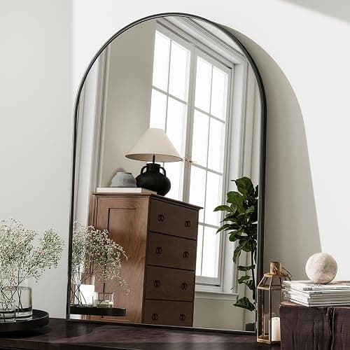 HARRITPURE 20"x30" Arched Bathroom Mirror - Wall Mounted Mirror - Black Arch Mirror - Aluminum Alloy Frame Bathroom Mirror Living Room, Bedroom and Entryway thumbnail 3