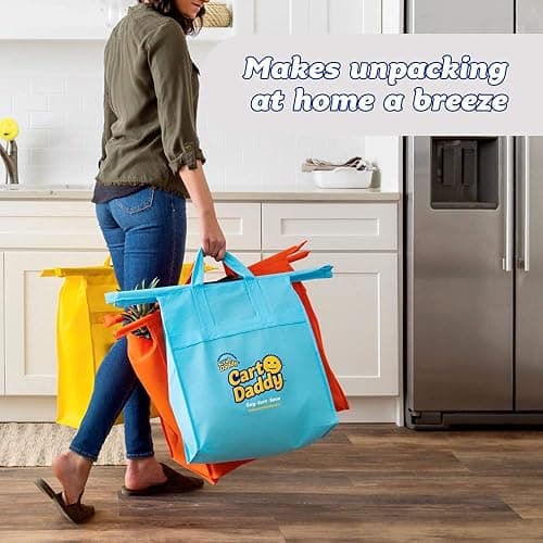 Scrub Daddy Cart Daddy - Trolley Bags for Shopping Trolley, Pack of 3 Shopping Carriers, Replace Carrier Bags with Heavy Duty Reusable, Foldable Fabric Organisers for Groceries & Food, Washable thumbnail 9